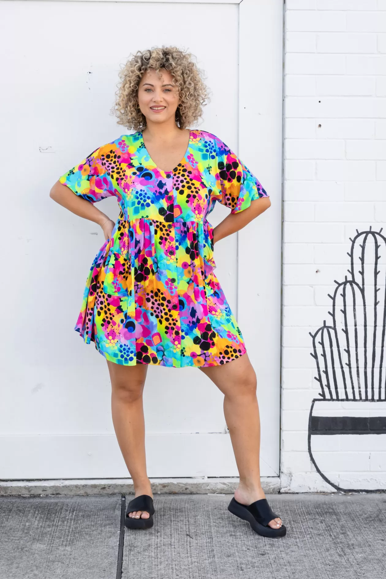 Proud Poppy Clothing Disco Dress in Messy Mind by Kasey Rainbow