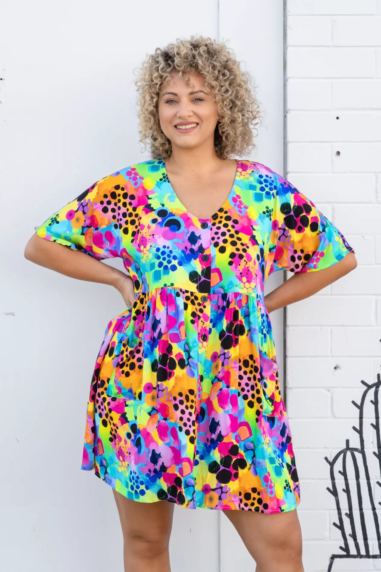 Proud Poppy Clothing Disco Dress in Messy Mind by Kasey Rainbow