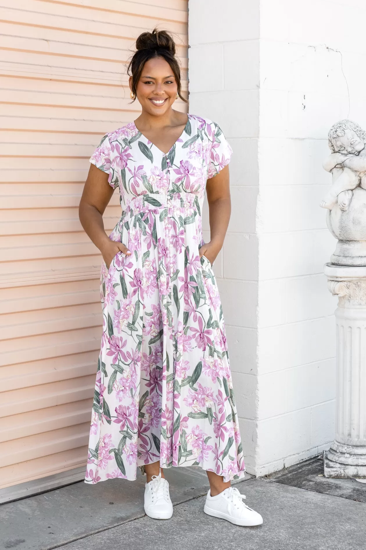 Proud Poppy Clothing Ellie Floral Maxi Dress in White