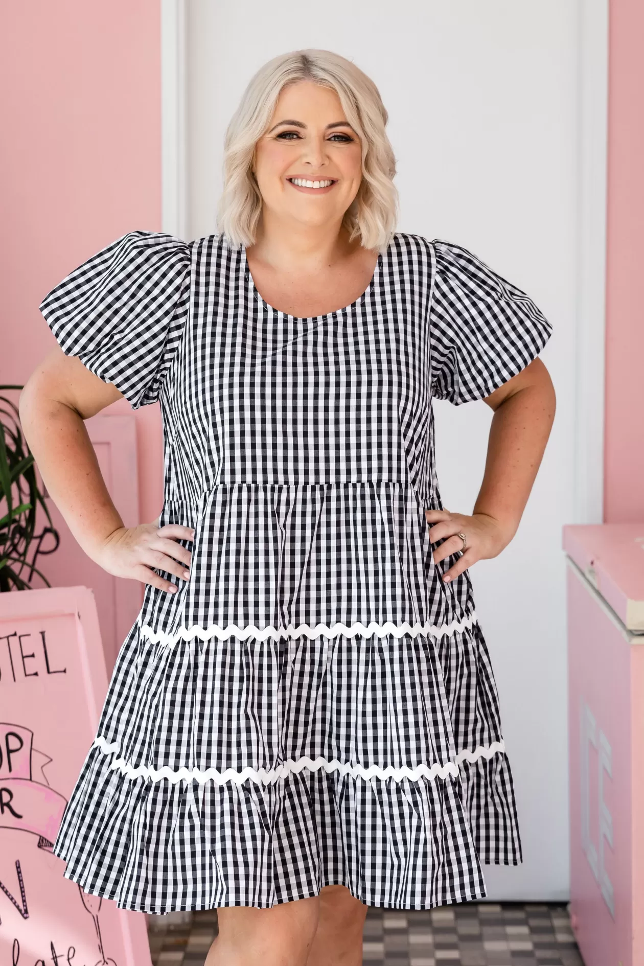 Proud Poppy Clothing Greta Party Dress in Gingham Black