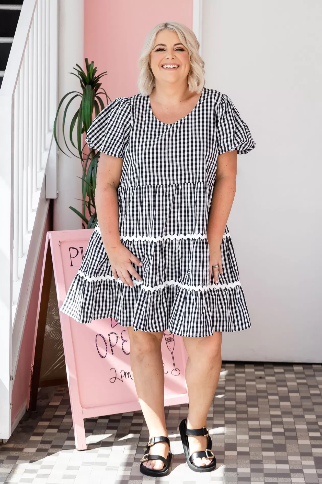 Proud Poppy Clothing Greta Party Dress in Gingham Black