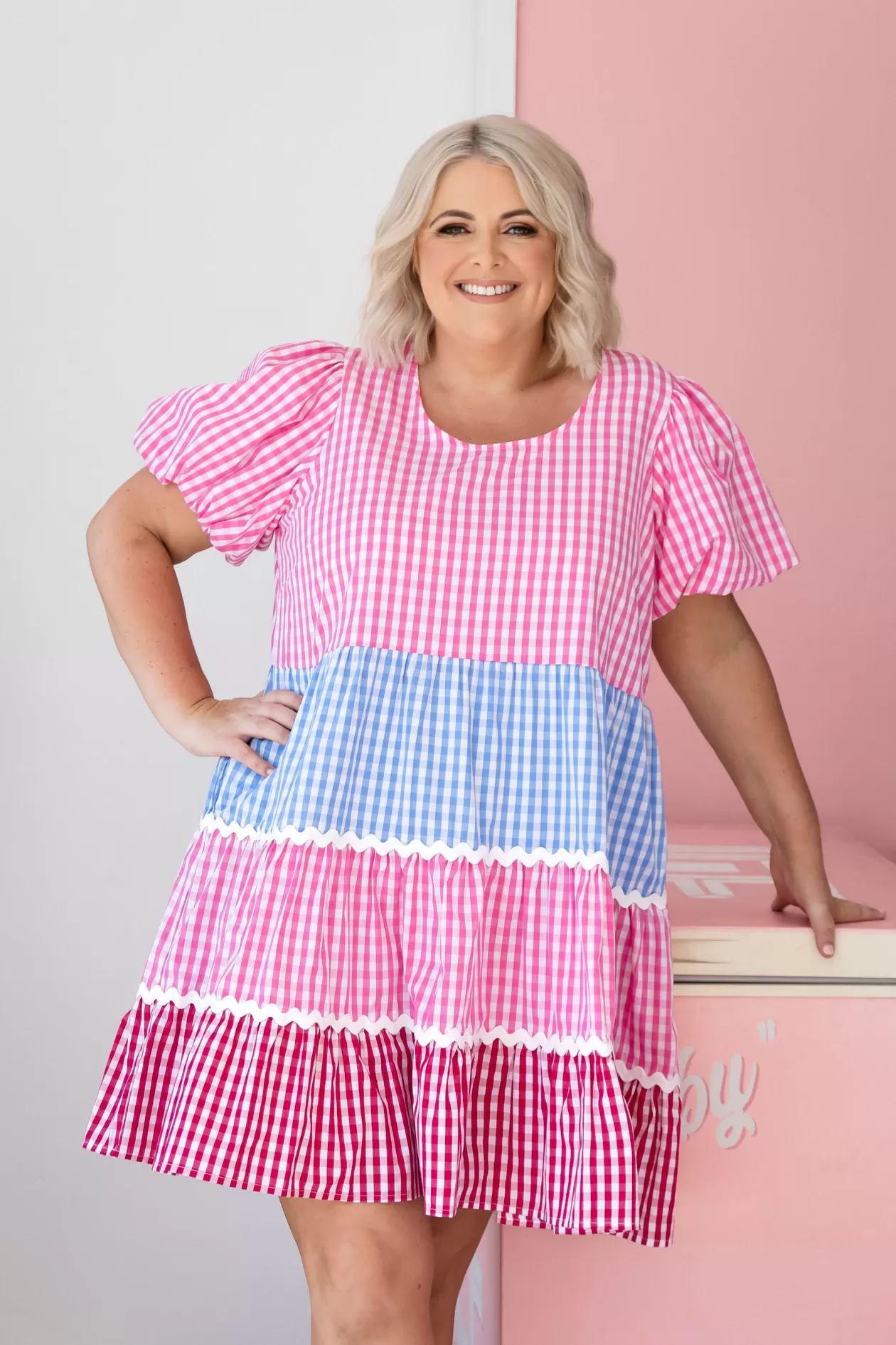 Proud Poppy Clothing Greta Party Dress in Gingham Mix