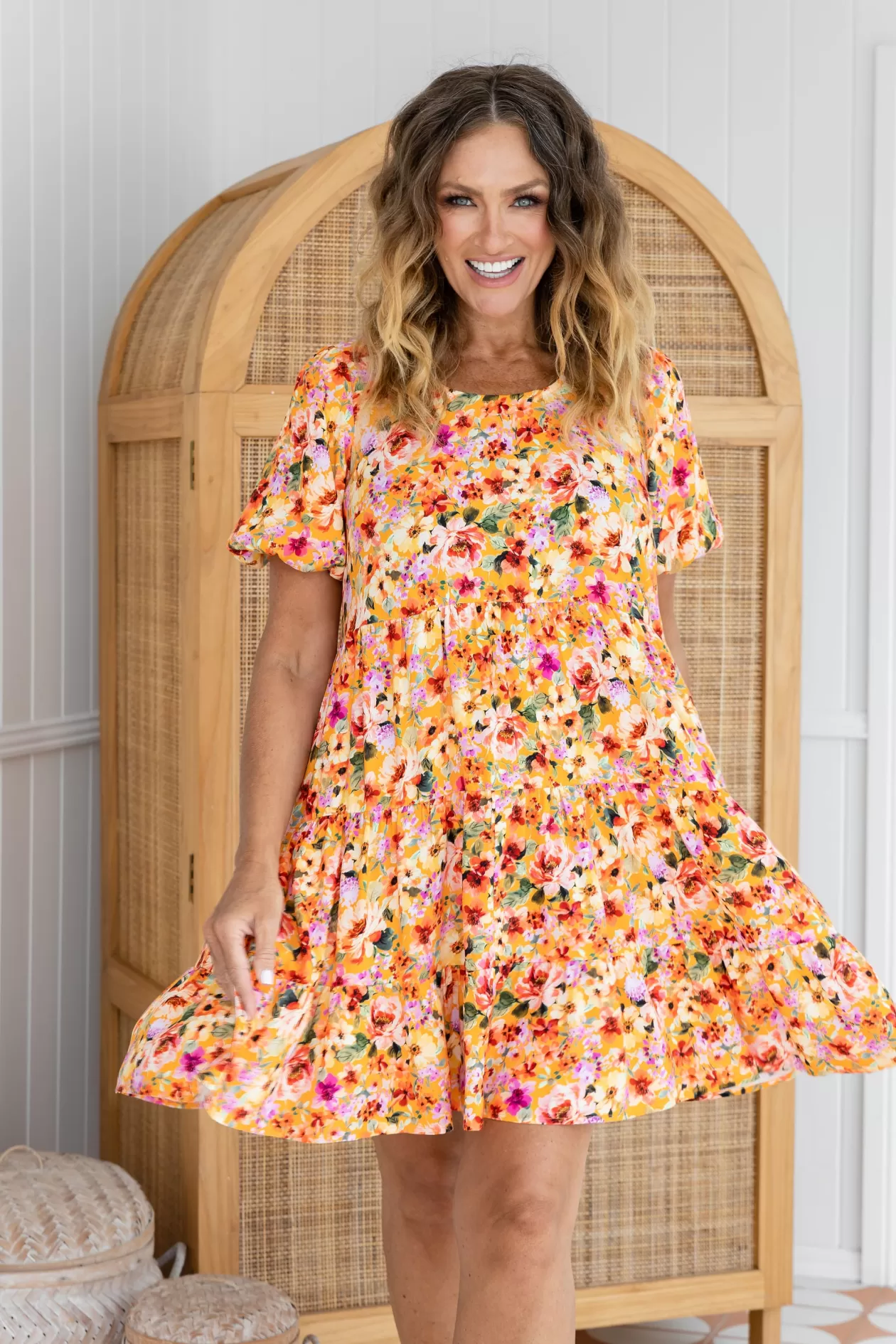 Proud Poppy Clothing Greta Party Dress in Sunshine Floral