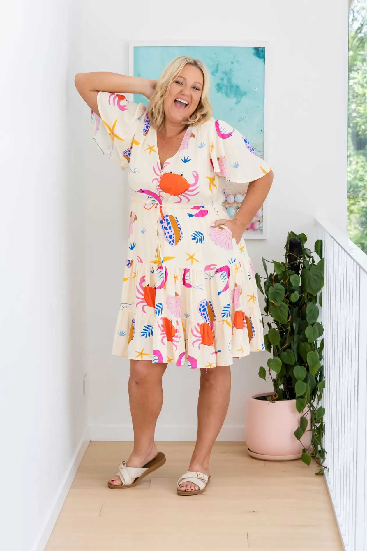 Proud Poppy Clothing Isla Bamboo Blend Dress in Crabby Patty