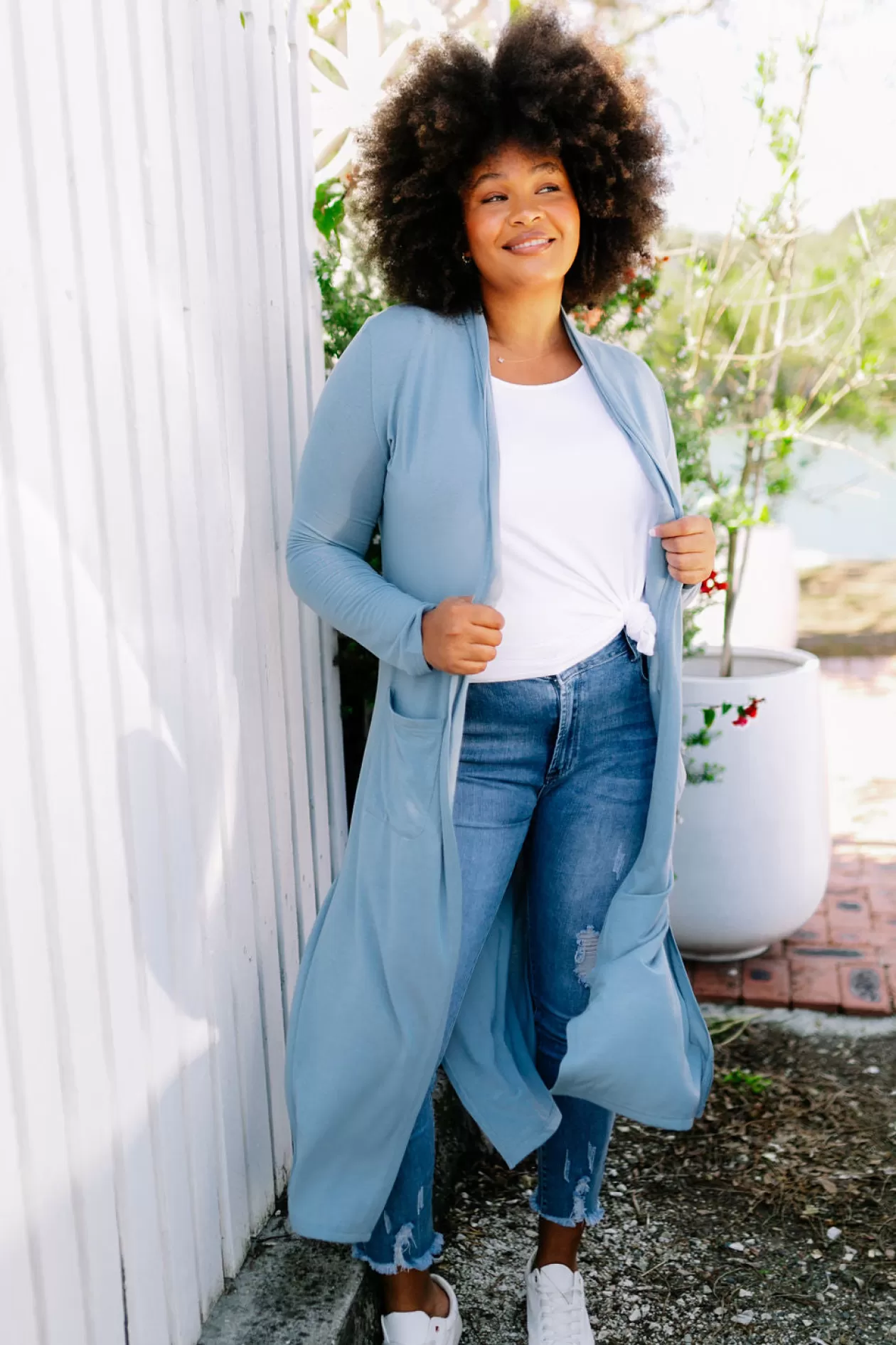 Proud Poppy Clothing Jane Cardigan in Dusty Blue