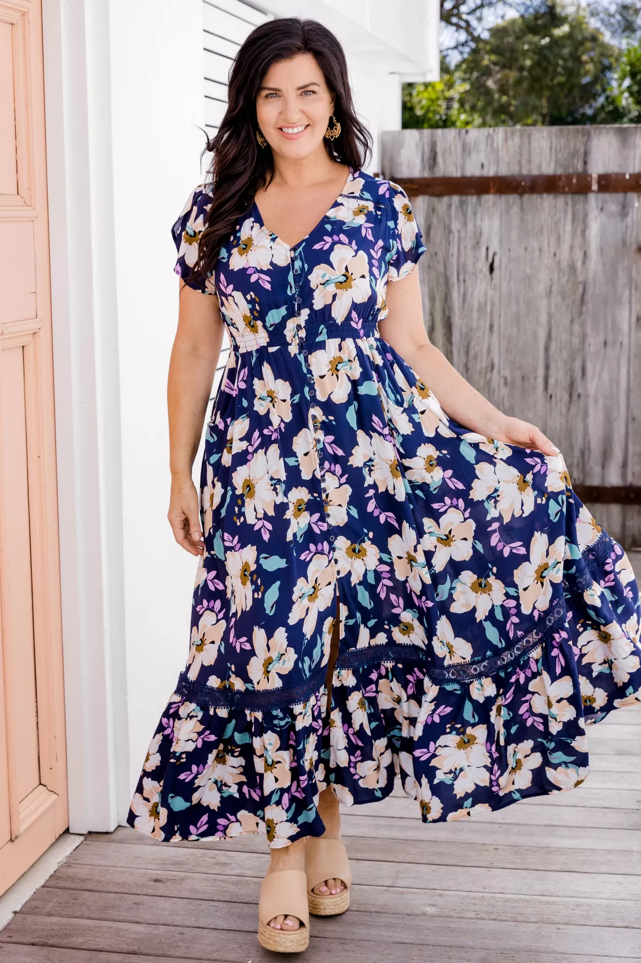 Proud Poppy Clothing Milly Navy Floral Maxi Dress