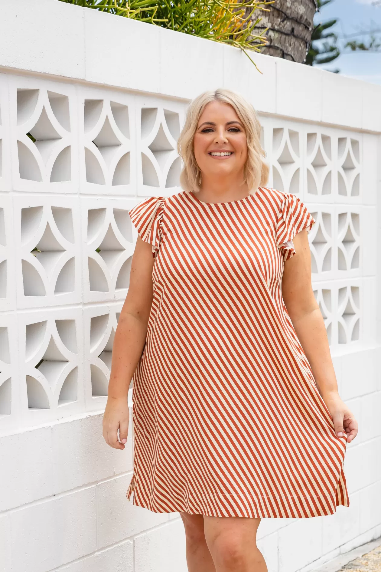 Proud Poppy Clothing Stevie Dress in Candy Stripe Rust