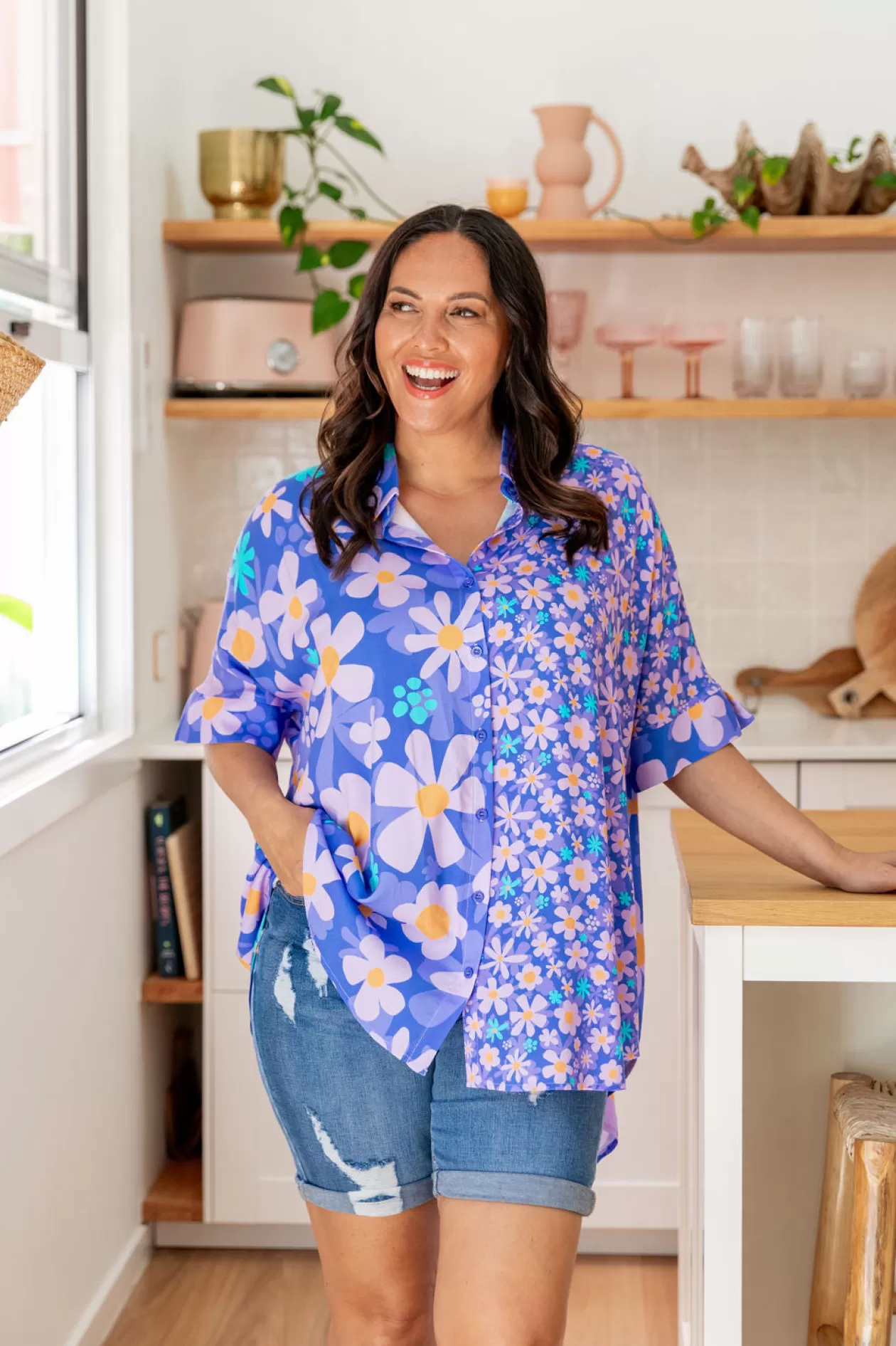 Proud Poppy Clothing Tammin Shirt in Lilac Daisies