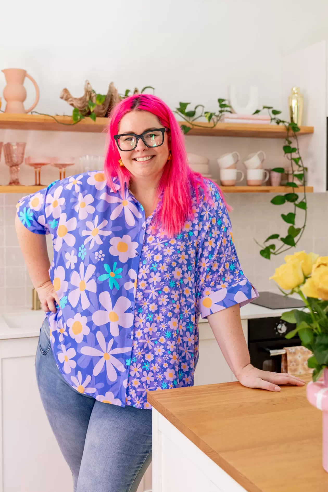 Proud Poppy Clothing Tammin Shirt in Lilac Daisies